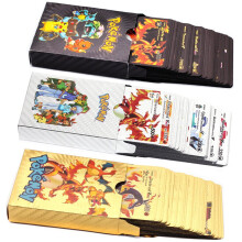 (Gold + Silver + Black) 55PCS Pokemon Card TCG GX Bundle Collection Cards