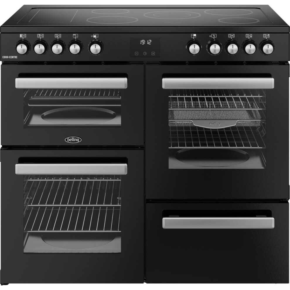 Belling Cookcentre 100E 100cm Electric Range Cooker with Ceramic Hob - Black - A/A Rated