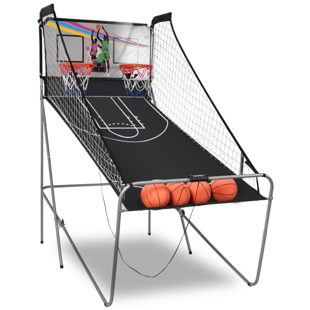 Costway Foldable Double Shot Basketball Arcade Game With 2 Basketball Hoops-White