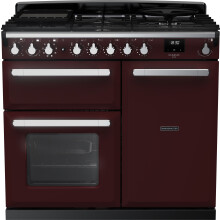 Rangemaster Estel Deluxe ESDL100DFPBOR/CM1 100cm Dual Fuel Range Cooker - Bordeaux / Chrome - A/A Rated