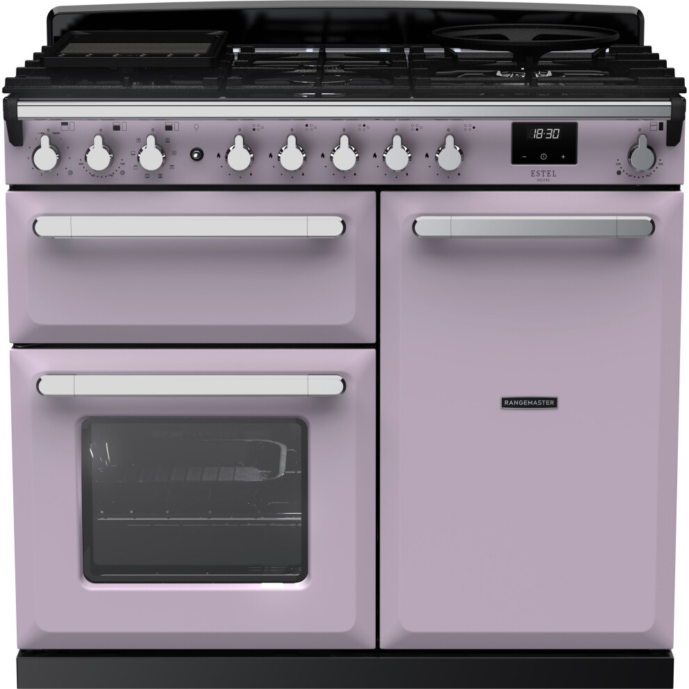 Rangemaster Estel Deluxe Esdl100dfphth/Cm1 100Cm Dual Fuel Range Cooker - Heather / Chrome - A/A Rated