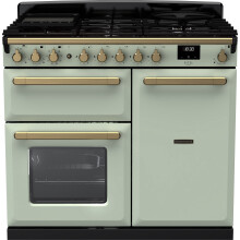 Rangemaster Estel Deluxe 100cm Dual Fuel Range Cooker - Mint / Antique Brass - A/A Rated