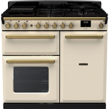 Rangemaster Estel Deluxe 100cm Dual Fuel Range Cooker – Cream/Antique Brass, A/A Rated