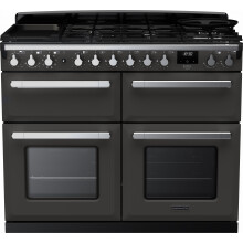 Rangemaster Estel Deluxe 110cm Dual Fuel Range Cooker – Slate/Chrome, A/A Rated