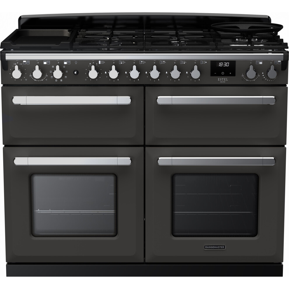 Rangemaster Estel Deluxe 110Cm Dual Fuel Range Cooker In Slate / Chrome Trim Esdlb110dfpslt/Cm1 - Image 6