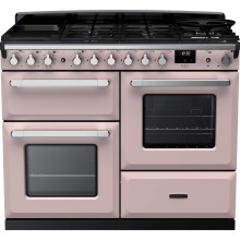 Rangemaster Estel Deluxe 110cm Dual Fuel Range Cooker – Pale Pink/Chrome, A/A Rated