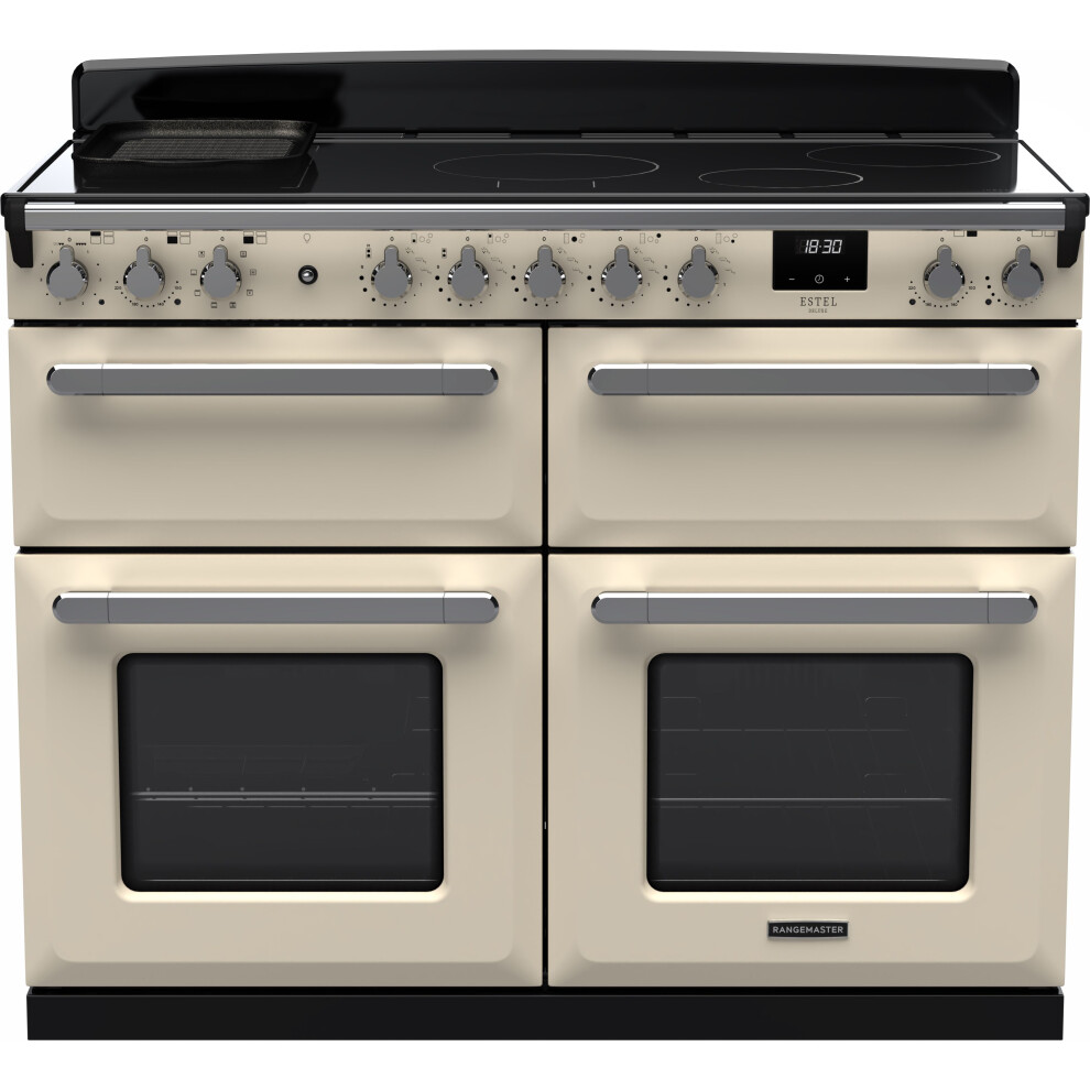 Rangemaster Estel Deluxe 110cm Electric Range Cooker with Induction Hob - Cream / Chrome - A Rated