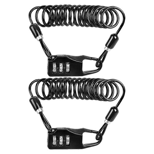(As show, One size) 2pcs Bike 3-Digital Code Combination Lock Password Security Cable Lock for Bike