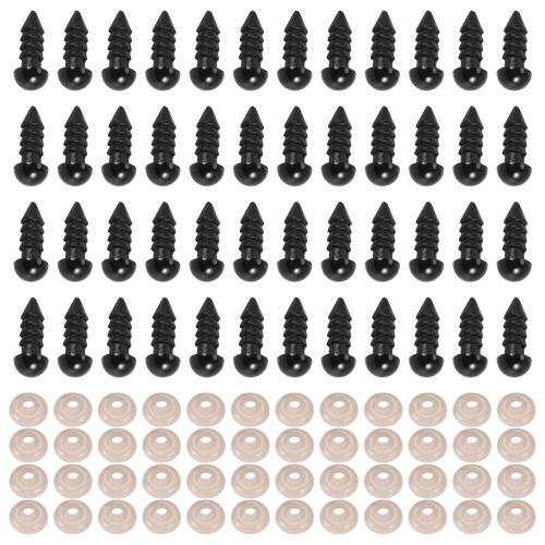 100PCS Olhos de crochê de segurança de plástico a granel com 100PCS Arruelas para artesanato de crochê (0,24 polegadas/6 mm)