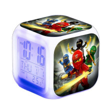 (C) Ninjago Led Digital Alarm Clock 7 Colorful Night Light Bedroom Bedside Decoration With Time,temperature,alarm,date For Kids Gifts
