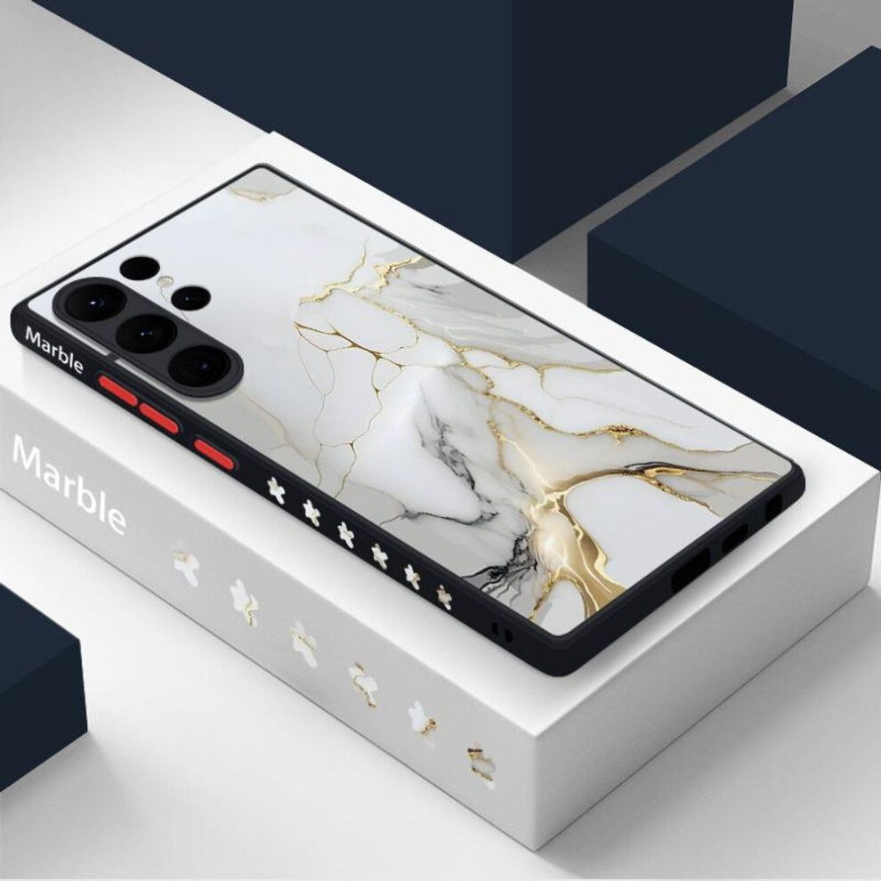 (grey, Samsung S21) For Samsung S24 S23 S22 Ultra S21 S20 FE A54 A52 A13 A34 5G Cover Shockproof Marbling Acrylic PC Hybrid TPU Soft Edge Phone Case
