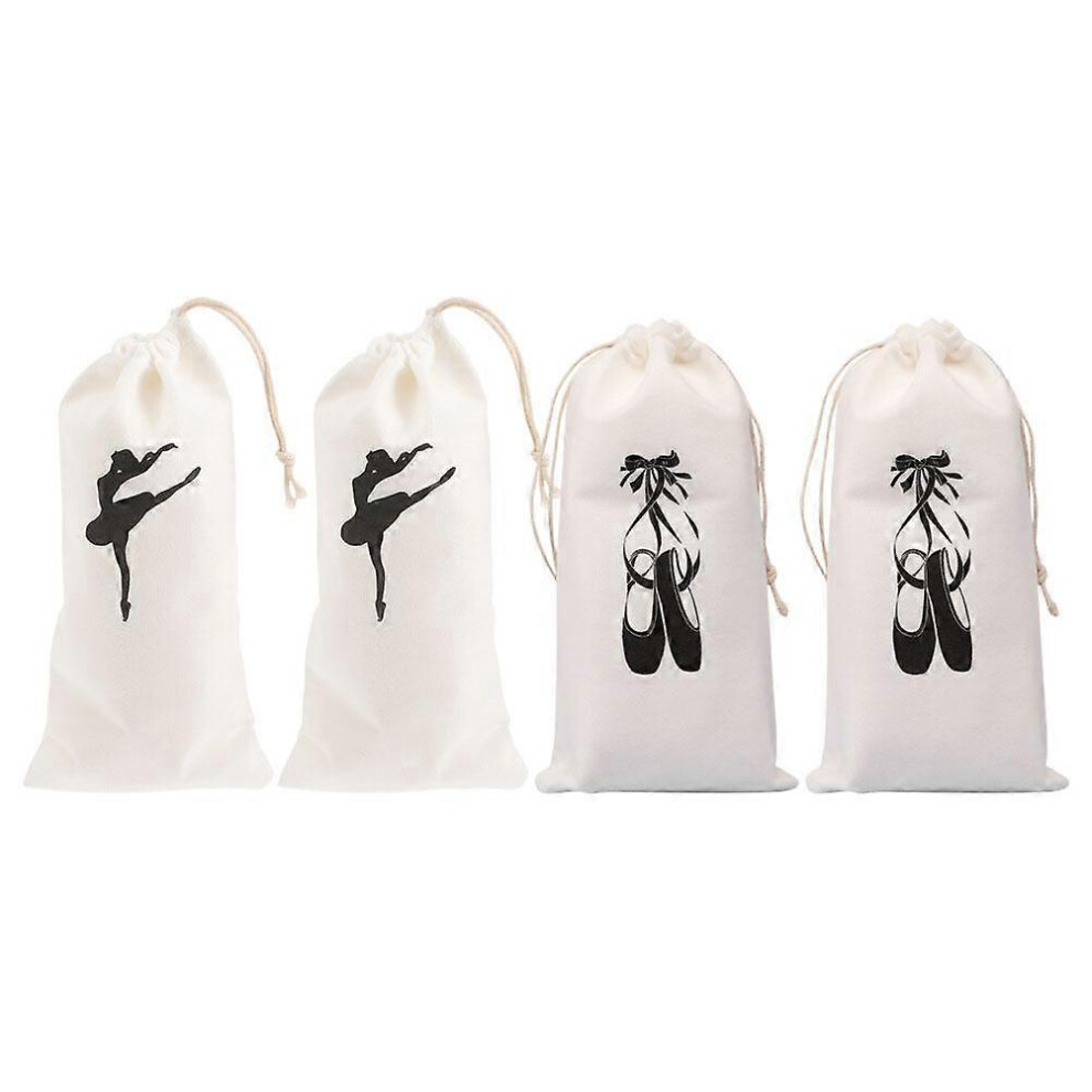 Kricely (As Show, One Size) 4Pcs Portable Dance Shoe Carrier Bags Drawstring Dancing Shoe Bag Ballet Shoe Bag
