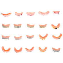 (As show, One size) 20pcs Cosplay Teeth Halloween Party Fake Teeth Trick Teeth Props Halloween Supplies
