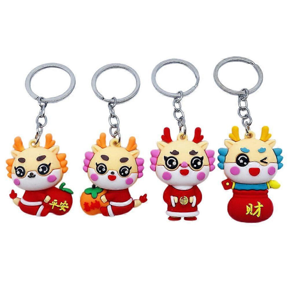 Kricely (As Show, One Size) 4Pcs Keychain Pendants Dragon Charms Keyring Key Ring Dragon Hanging Pendant For Bags