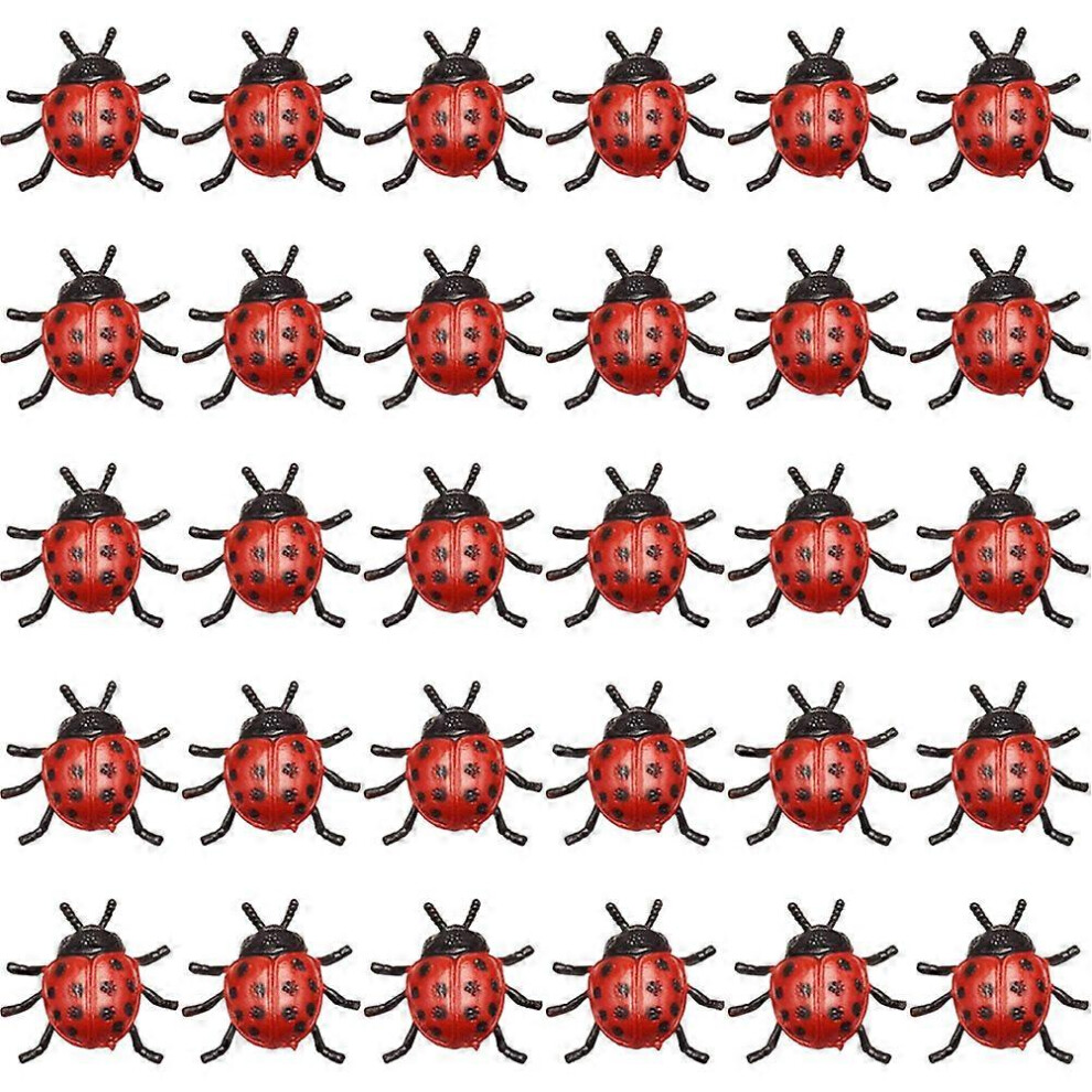 Kricely (As Show, One Size) 30Pcs Vivid Simulation Ladybug Prank Model Kids Trick Toy Decorative Garden Fake Ladybug