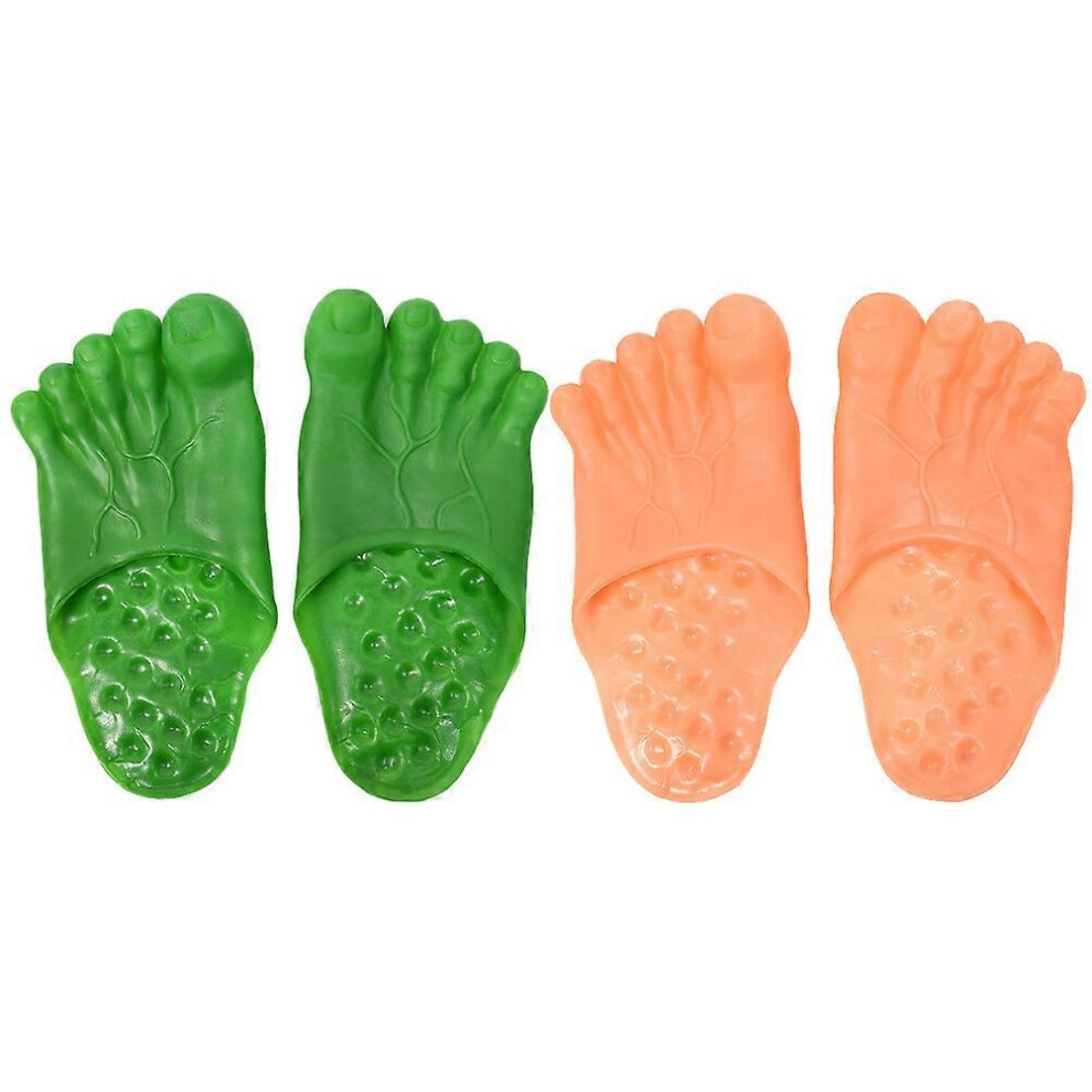 Kricely Green (As Show, One Size) 2 Pairs Halloween Slippers April Fools Day Feet Cover Big Foot Slippers Costume Masquerade Props (Skin Color And )