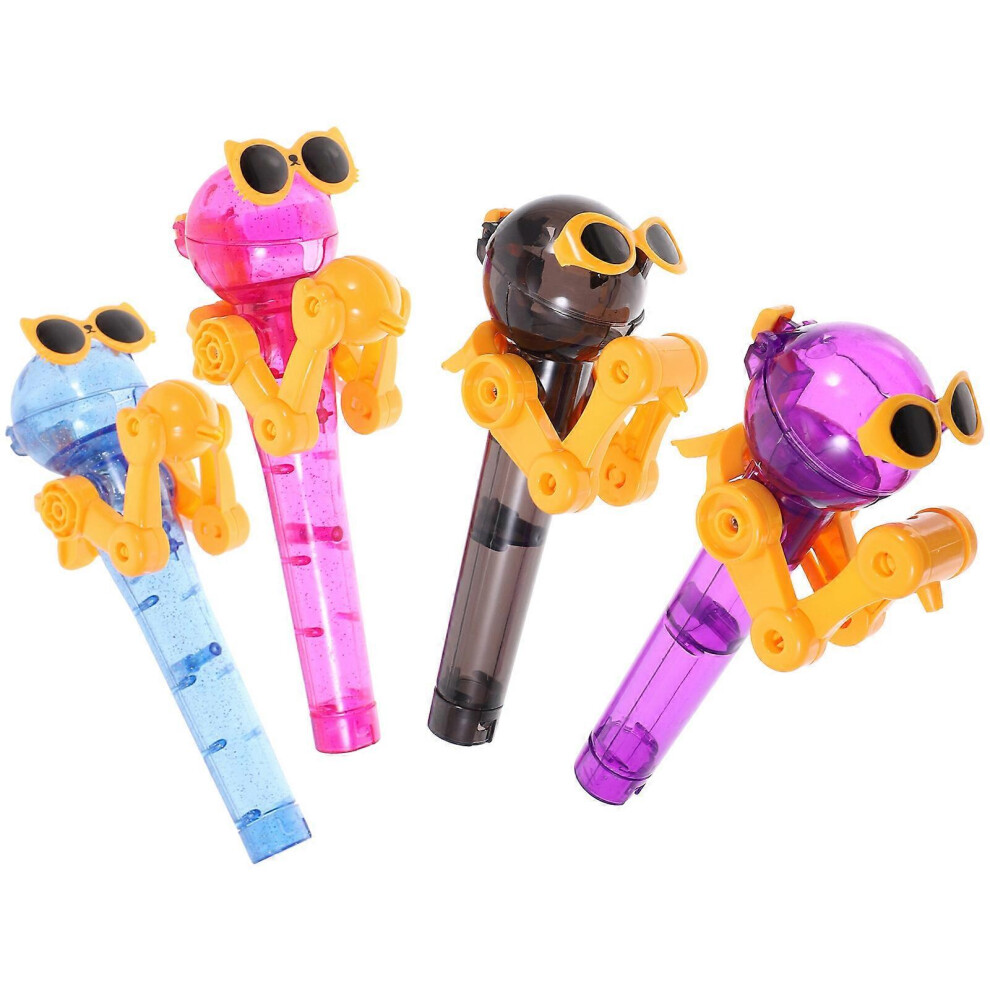 Kricely (As Show, One Size) 4Pcs Lollipop Case Funny Lollipop Robot Holder Lollipop Robot Toys Lollipop Holder