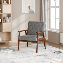 Modern Wood Frame Upholstered Lounge Chair