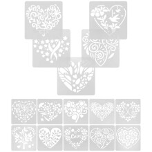 (As show, One size) 15 Sheets of Unique Heart Pattern Wall Painting Stencil DIY Wall Art Drawing Templates Handcraft Stencil