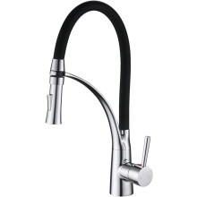 (Style 1) Pull Down Kitchen Sink Mixer Tap with Dual Function Sprayer, Single Lever Swivel Spout Kitchen Taps with Black Silicone Hose