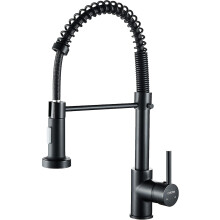 (Black) Kitchen Sink Mixer Tap, Spring Kitchen Taps with Pull Down Sprayer, Commercial Kitchen Faucet Single Handle Lever, High Arc Swivel