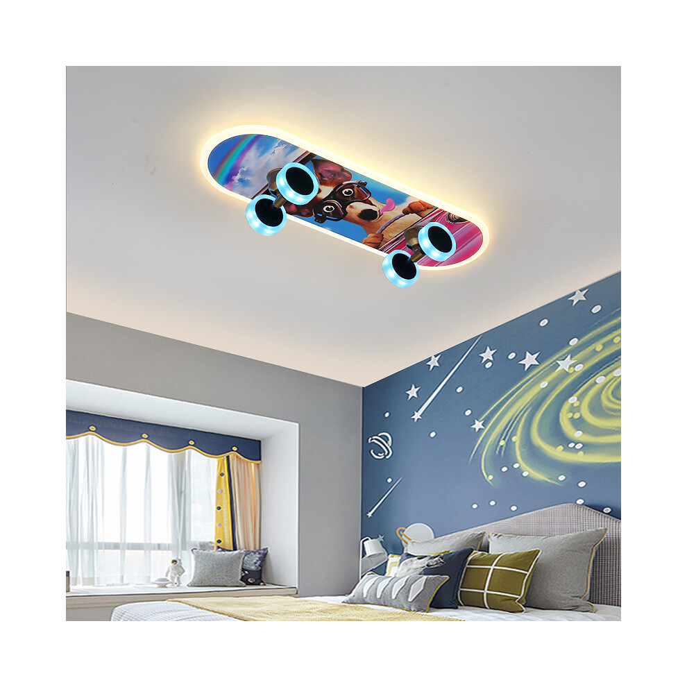 (A puppy-32W, Wuji dimming) 2025 new trendy brand ceiling light creative personalized scooter children's light boys and girls smart colorful bedroom l-image-OPC-PG7V6BW-NEW