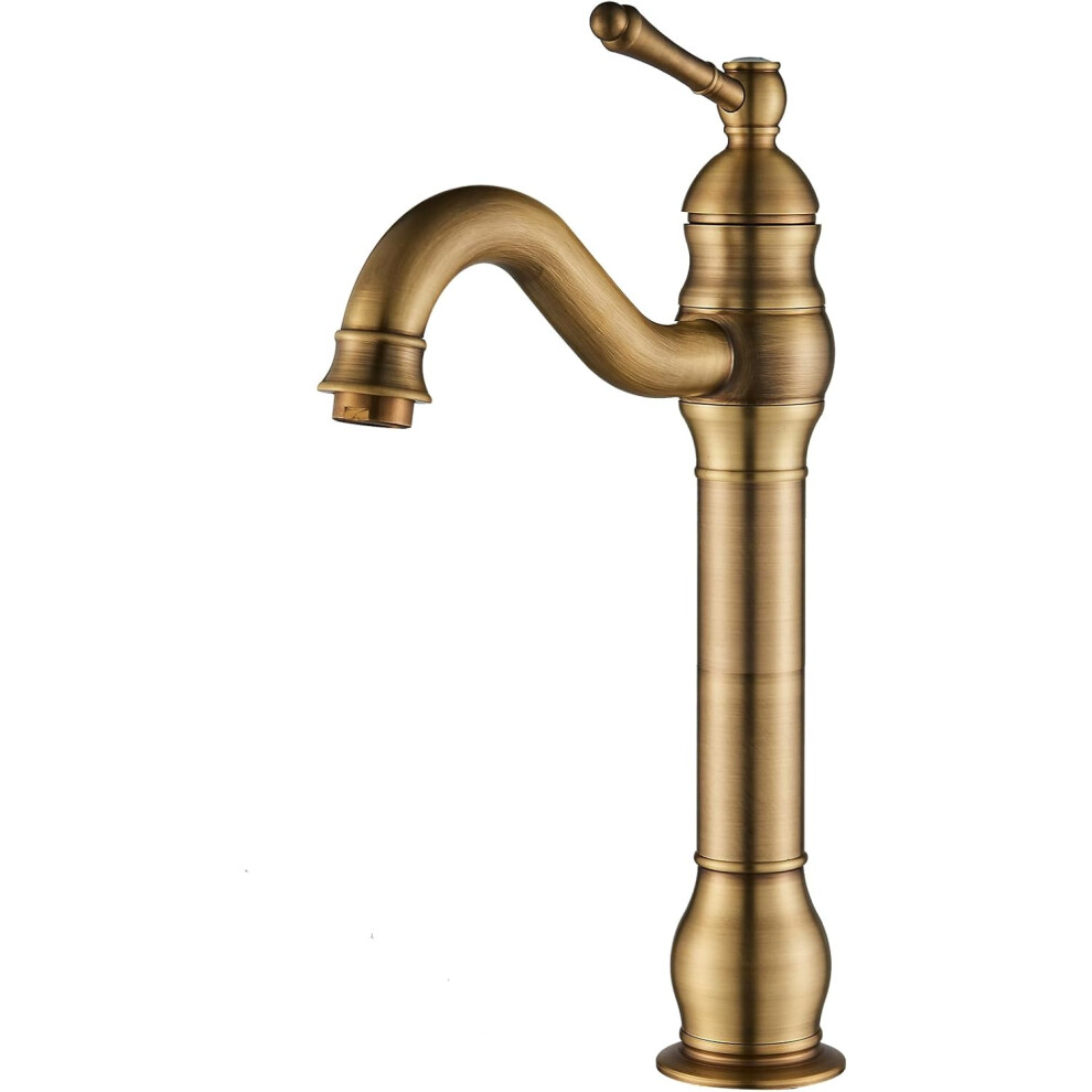 (A-antique Brass Tall) Rozin Antique Brass Bathroom Sink Tap Single Handle 360 Rotable Spout Deck Mounted Mixer Tap