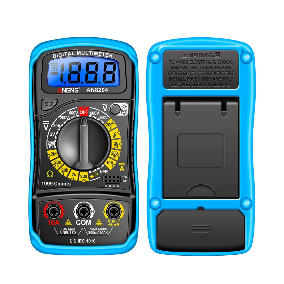 Multifunctional Multimeter 1999 Counts High-Precision Ac/Dc Voltage Dc Current Tester Diode Triode Resistance Measurement On/Off Buzzer Detection Blue 4017780876530