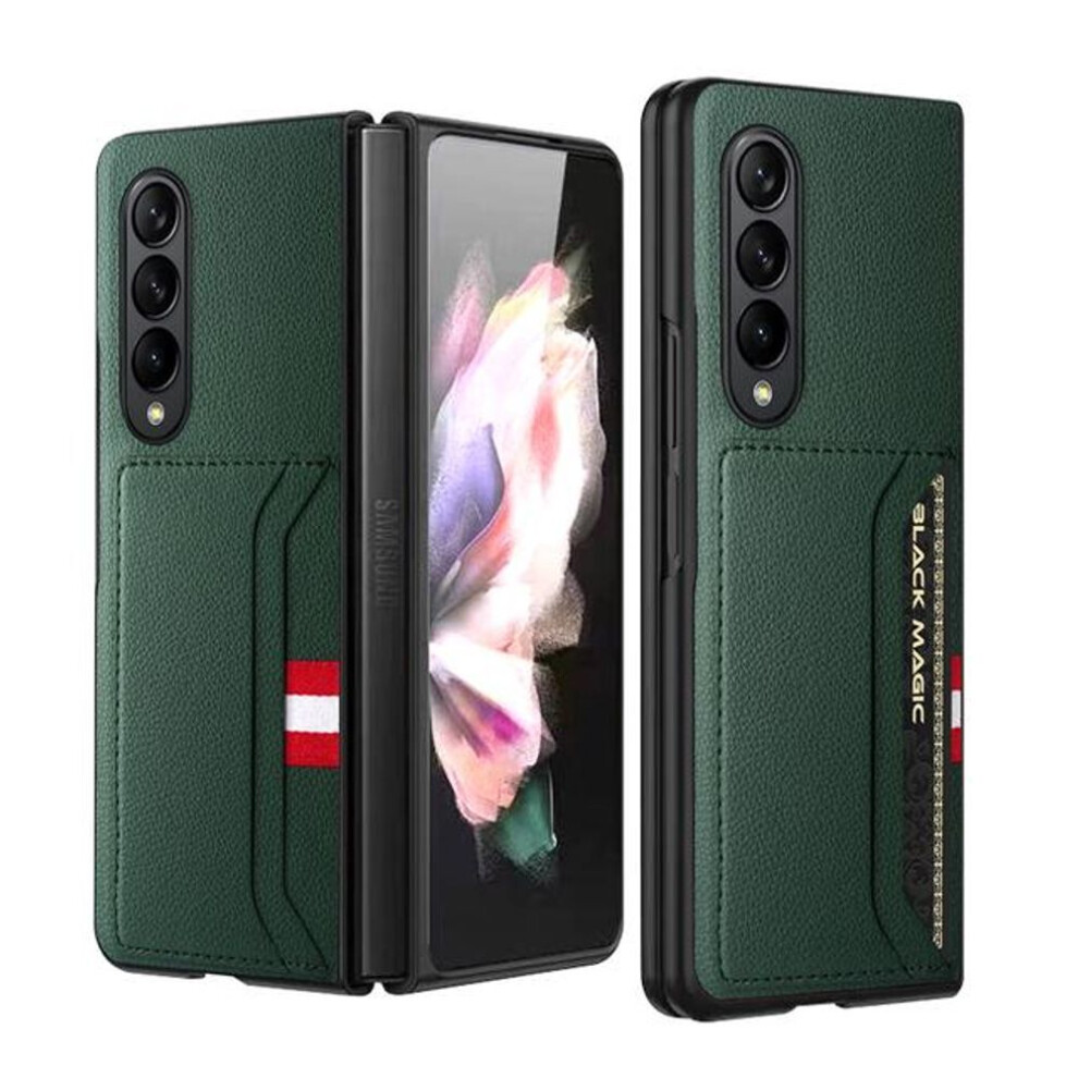 (green, for Galaxy Z Fold 3) Card Slot Cell Phone Leather Folding Case For Samsung Galaxy Z Fold4 5g Fold 4 Fold3 Fold2 Fold 2 3 Non -fingerprint Cover