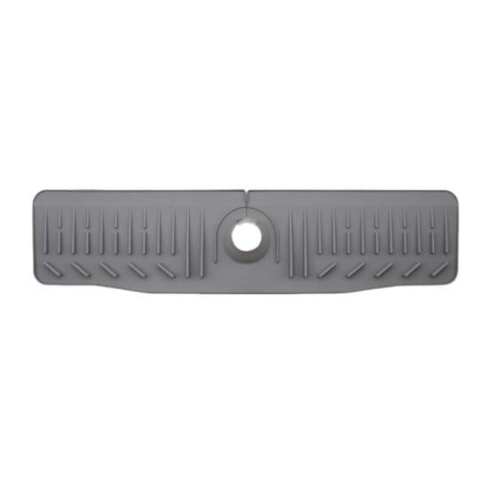 (grey) Sink Splash Guard Mat 24 Inch Multi-functional Draining Mat For Kitchen Sink Faucet Dish Drying Mat Easy To Clean Silicone Drain Pad Bathroom Shelf