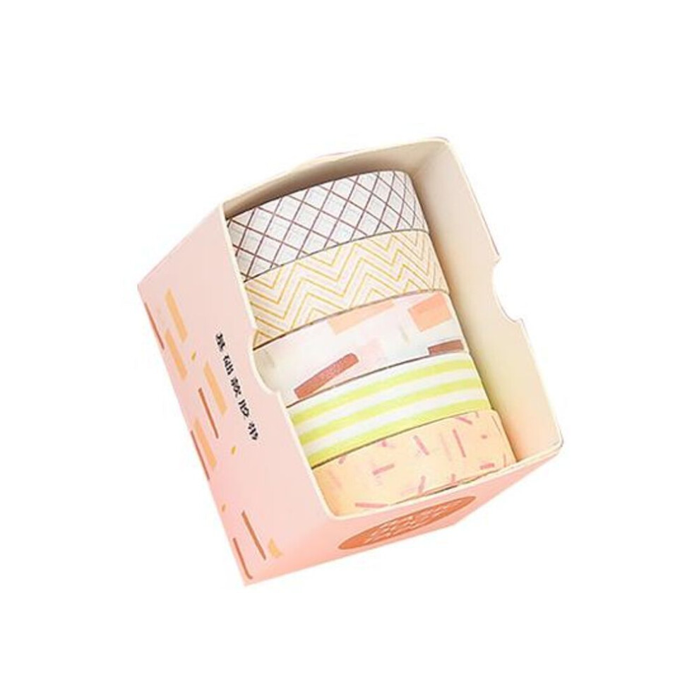 (1) 5 Rolls/set Tape Stylish Bright-colored Washi Exquisite Wide Application Scrapbooking Tape For Handicraft