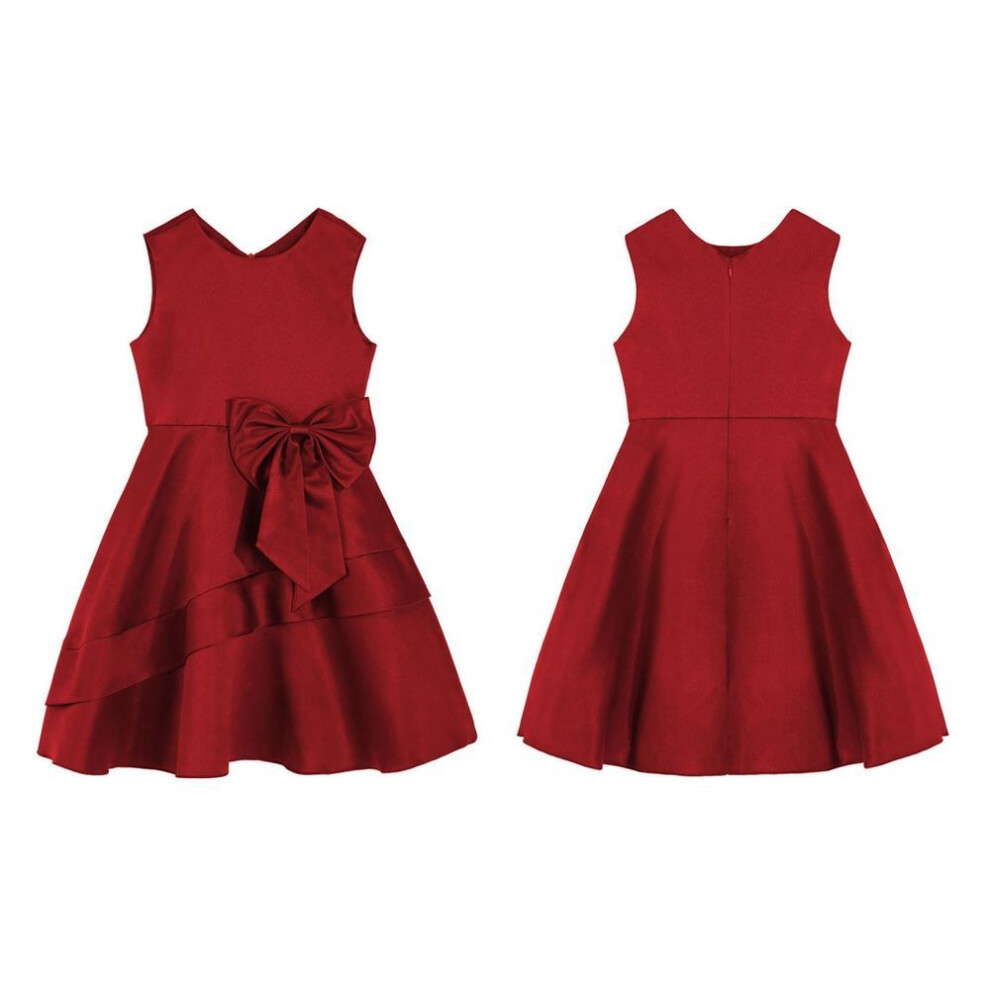 (burgundy, 11-12 Years) Cute Princess Dress Kids Girls Pageant Wedding Bridesmaid Dress Formal Evening Prom Ball Gown