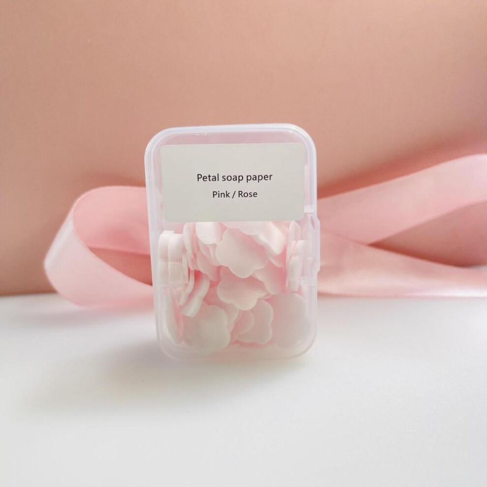 (pink) Petal Soap Paper Travel Portable Disposable Hand Soap Tablet Children Hand Washing Soap Paper Outdoor Flower-shaped Washing Soap