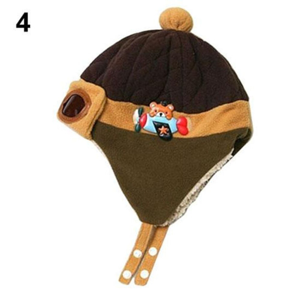 (coffee) New Winter Baby Earflap Toddler Girl Boy Kids Pilot Aviator Warm Soft Beanie Hat