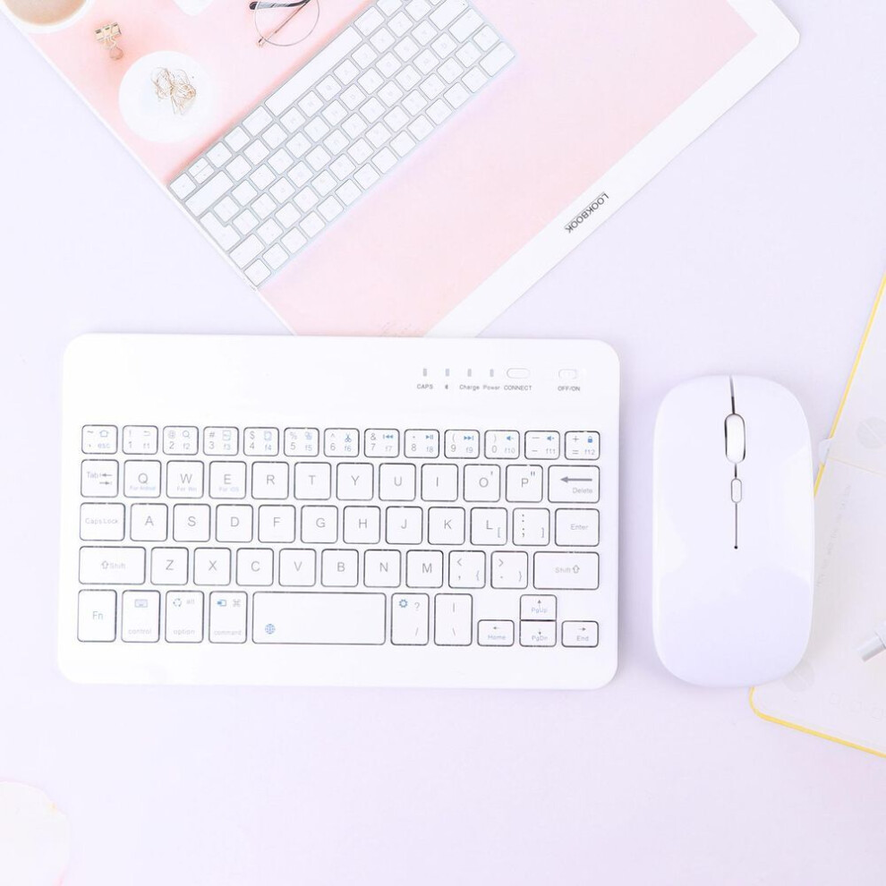 (White) Wireless Keyboard Mobile Phone Tablet Computer Bluetooth Keyboard Mouse Set White 3127120981914