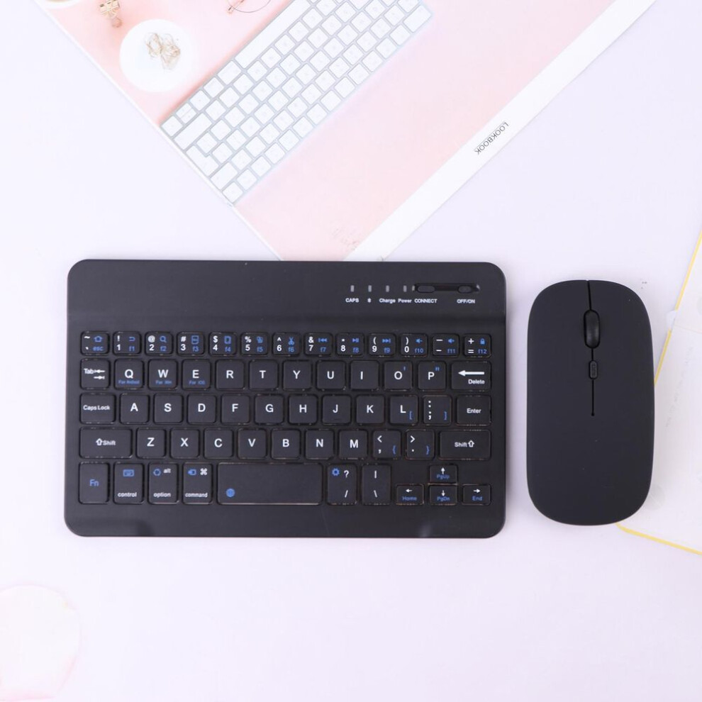 (Black) Wireless Keyboard Mobile Phone Tablet Computer Bluetooth Keyboard Mouse Set Black 9425641603259