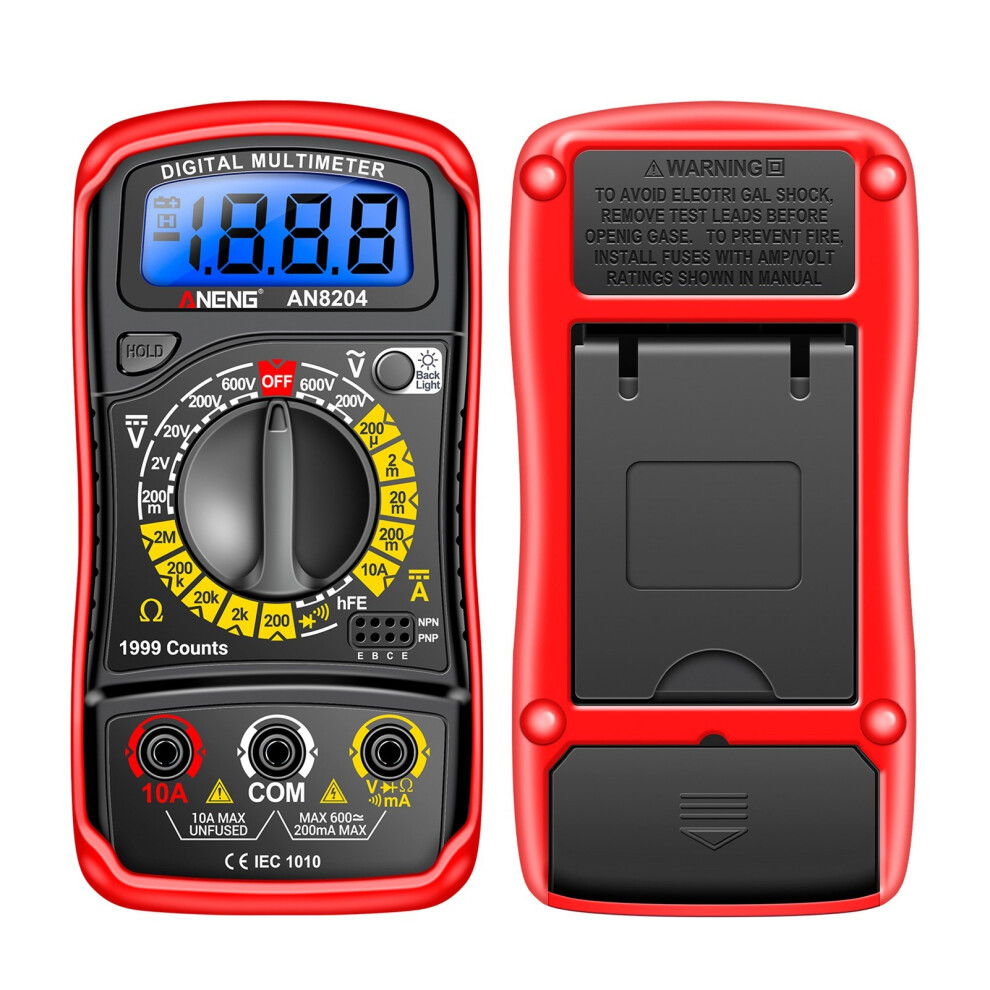 Multifunctional Multimeter 1999 Counts High-Precision Ac/Dc Voltage Dc Current Tester Diode Triode Resistance Measurement On/Off Buzzer Detection Red 4017780876714