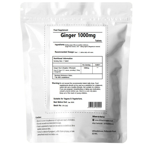 Ginger Root 1000mg Extract 240 Tablets - Travel Sickness Aid - Vegan 1