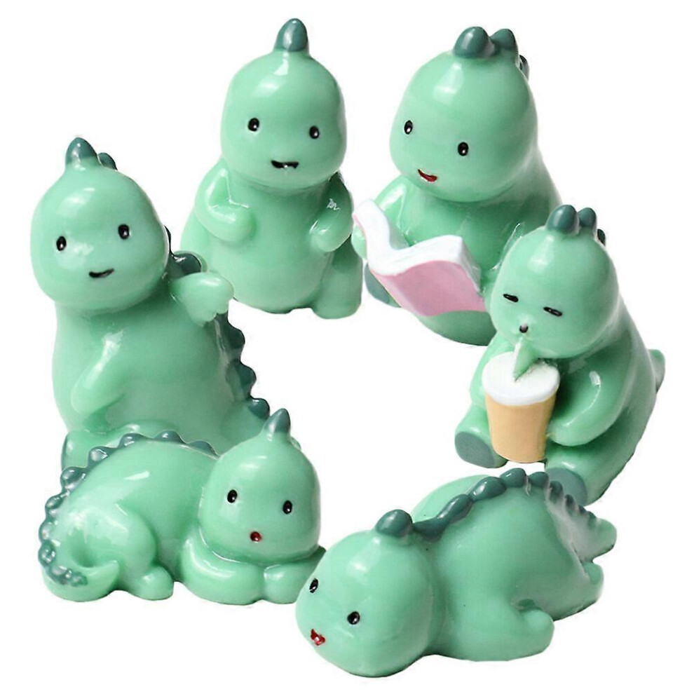 Kricely (As Show, One Size) 6Pcs Simulate Animals Ornaments Tiny Dinosaur Models Micro Landscaping Ornaments