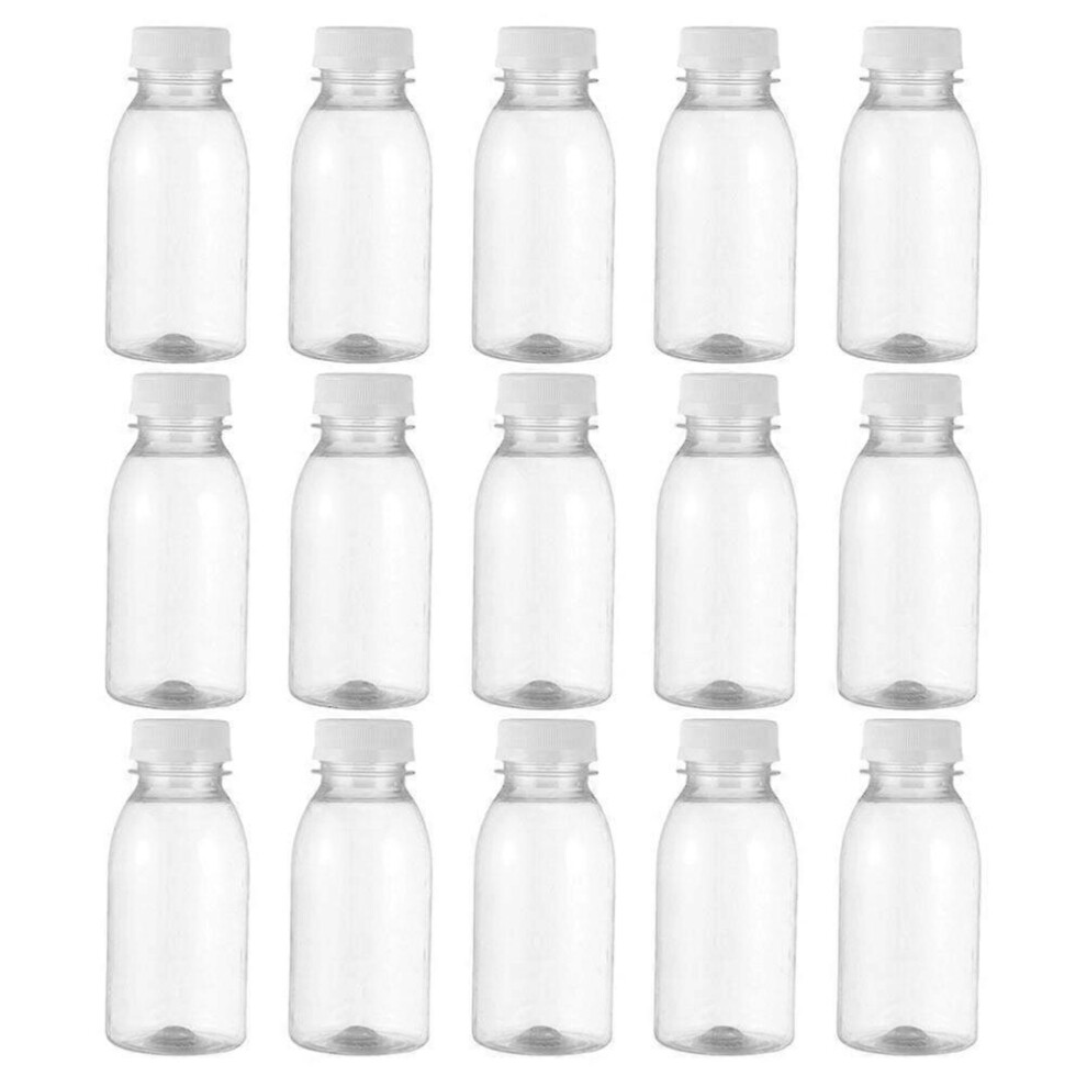 Kricely (As Show, One Size) 15Pcs Plastic Empty Juice Bottles With Caps Clear Milk Bottles Water Bottles Beverage Bottle