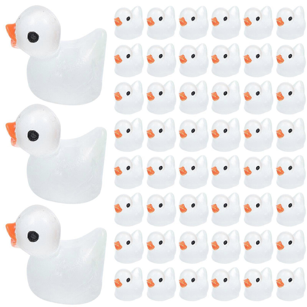 Kricely (As Show, One Size) 100Pcs Mini Duck Figurines Glow In The Mini Resin Duck Figures Miniature Duck Scene Layout Decors