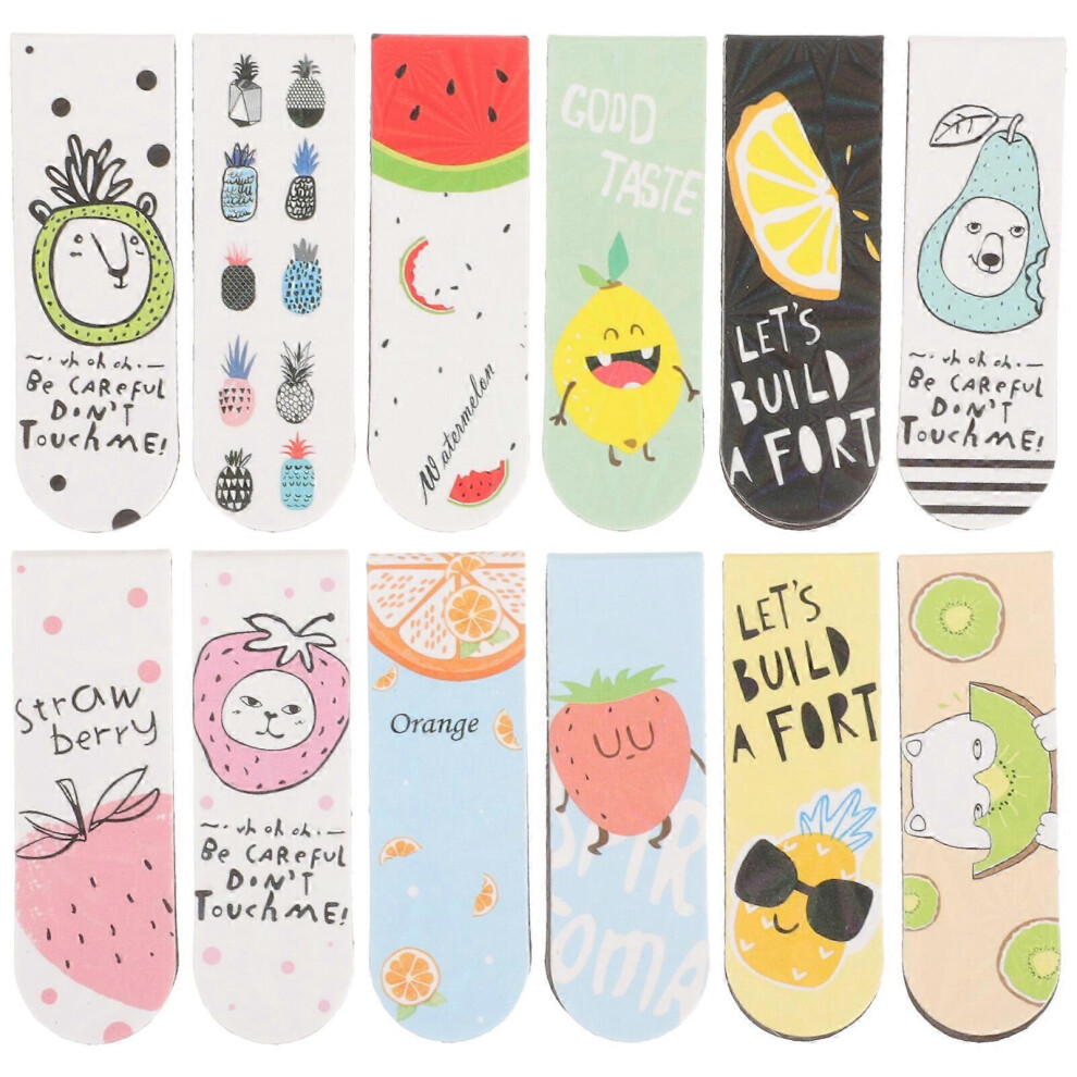 Kricely (As Show, One Size) 12Pcs Magnetic Bookmarks Magnetic Students Page Markers Magnetic Reading Book Markers