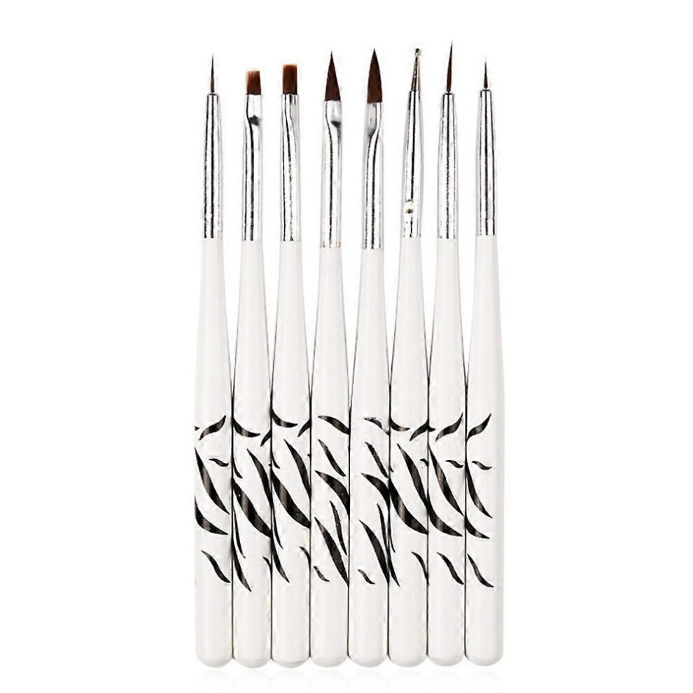 Kricely (As Show, One Size) 8Pcs Zebra Pattern Nail Art Brush Pens Nail Brush Nail Art Tips Builder Painting Gel Nail Polish Brush Set Tools