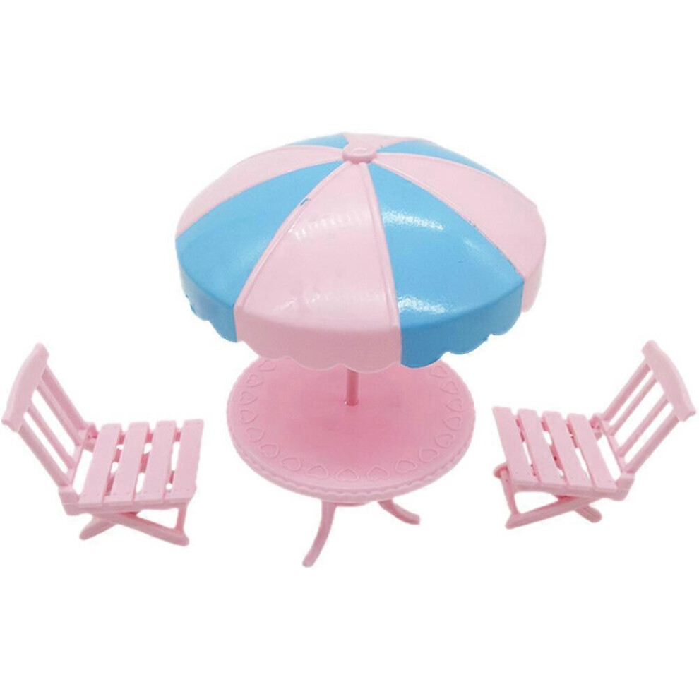 Kricely (As Show, One Size) 1 Set Doll House Table And Chair Mini Beach Chair Table Set Plastic Doll House Layout Decor