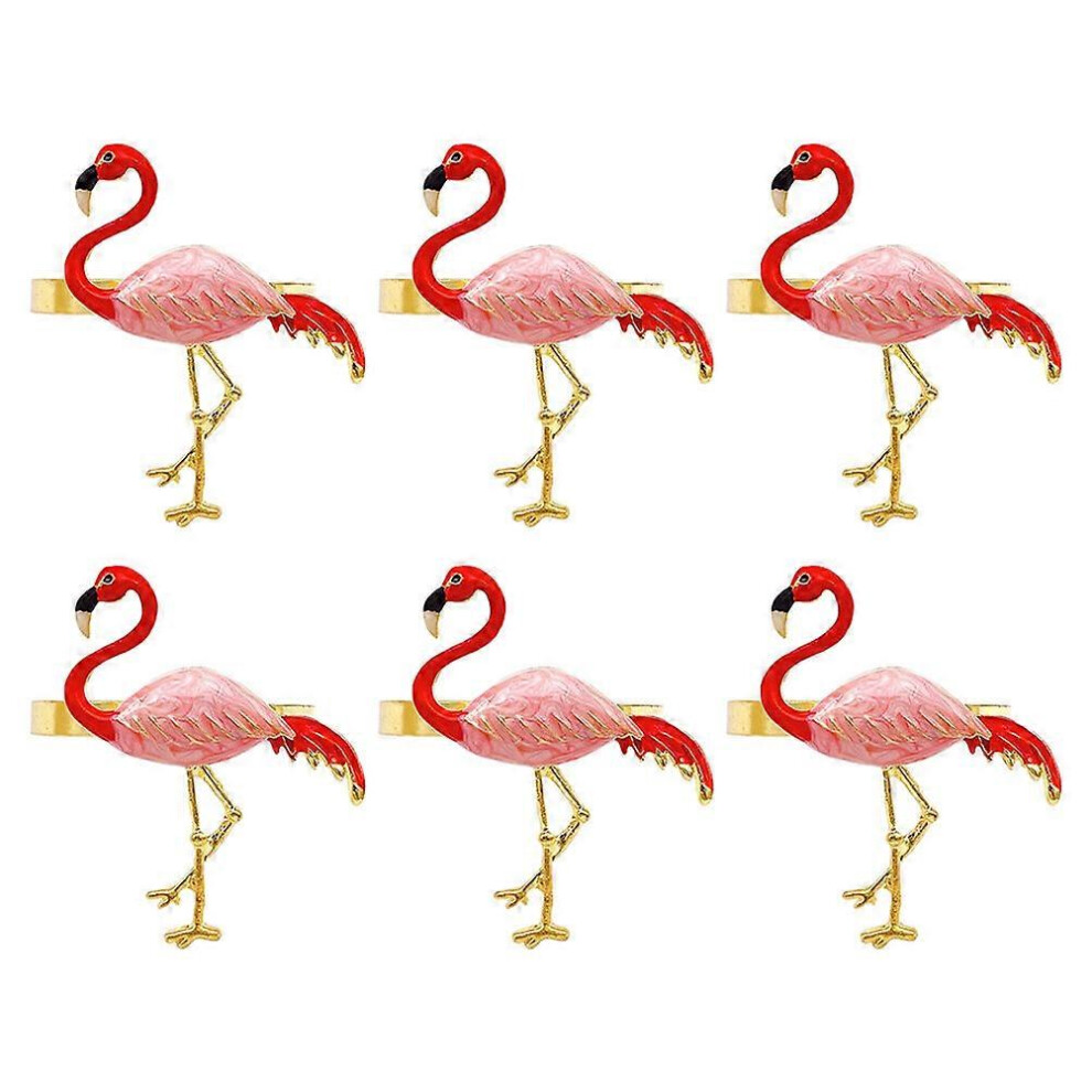 Kricely (As Show, One Size) 6Pcs Flamingo Design Napkin Buckles Hawaiian Party Decorative Napkin Rings