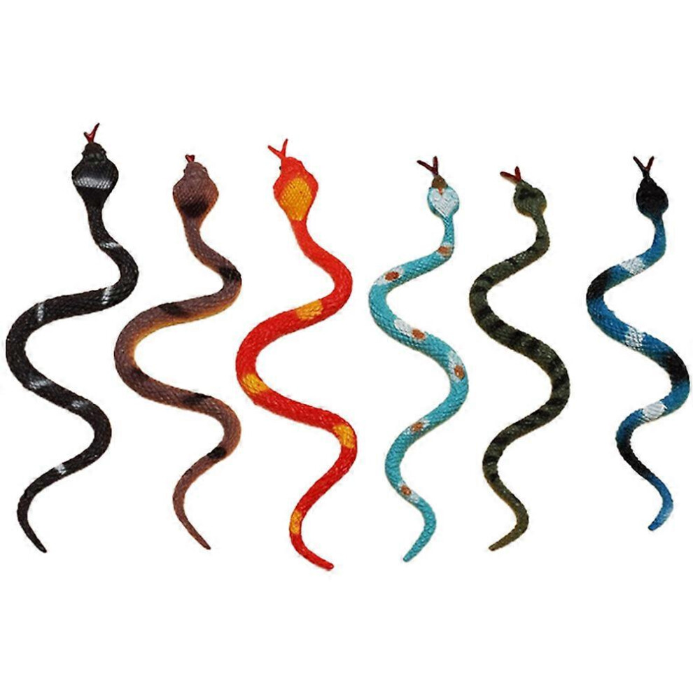 Kricely (As Show, One Size) 6Pcs Fake Snake Model Realistic Simulation Snakes Figures Plastic Snakes Simulation Snake (Random Style)