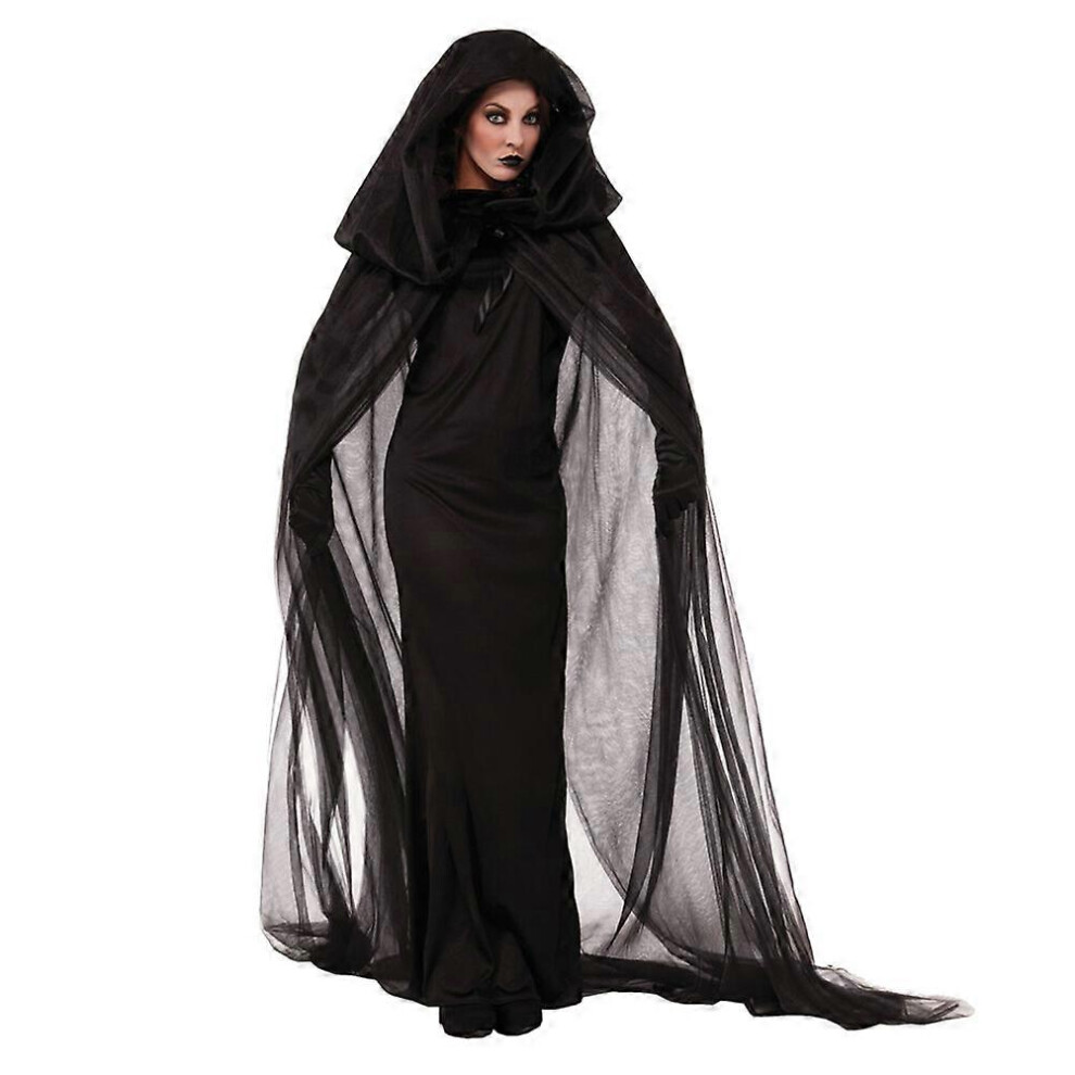 Kricely (As Show, One Size) Women Halloween Witch Costume Ghost Dress Sorceress Dress For Cosplay Size Xxl Dark