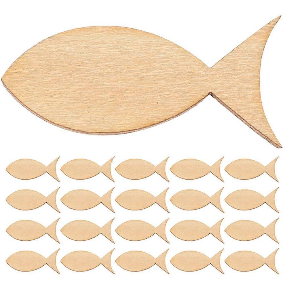 Kricely (As Show, One Size) 200Pcs Wooden Fish Shape Cutouts Diy Craft Blank Fish Slices Unfinished Wood Slices
