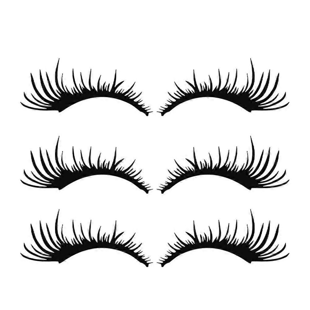 Kricely (As Show, One Size) 3 Pairs Eyelashes Car Stickers Car Headlight Stickers Vehicle Decoration Black