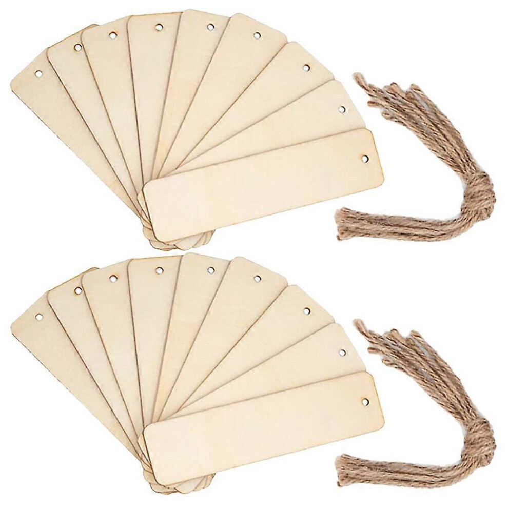 Kricely (As Show, One Size) 20Pcs Wood Blank Bookmarks Unfinished Wood Bookmarks Unpainted Rectangle Wooden Bookmarks With Lanyards